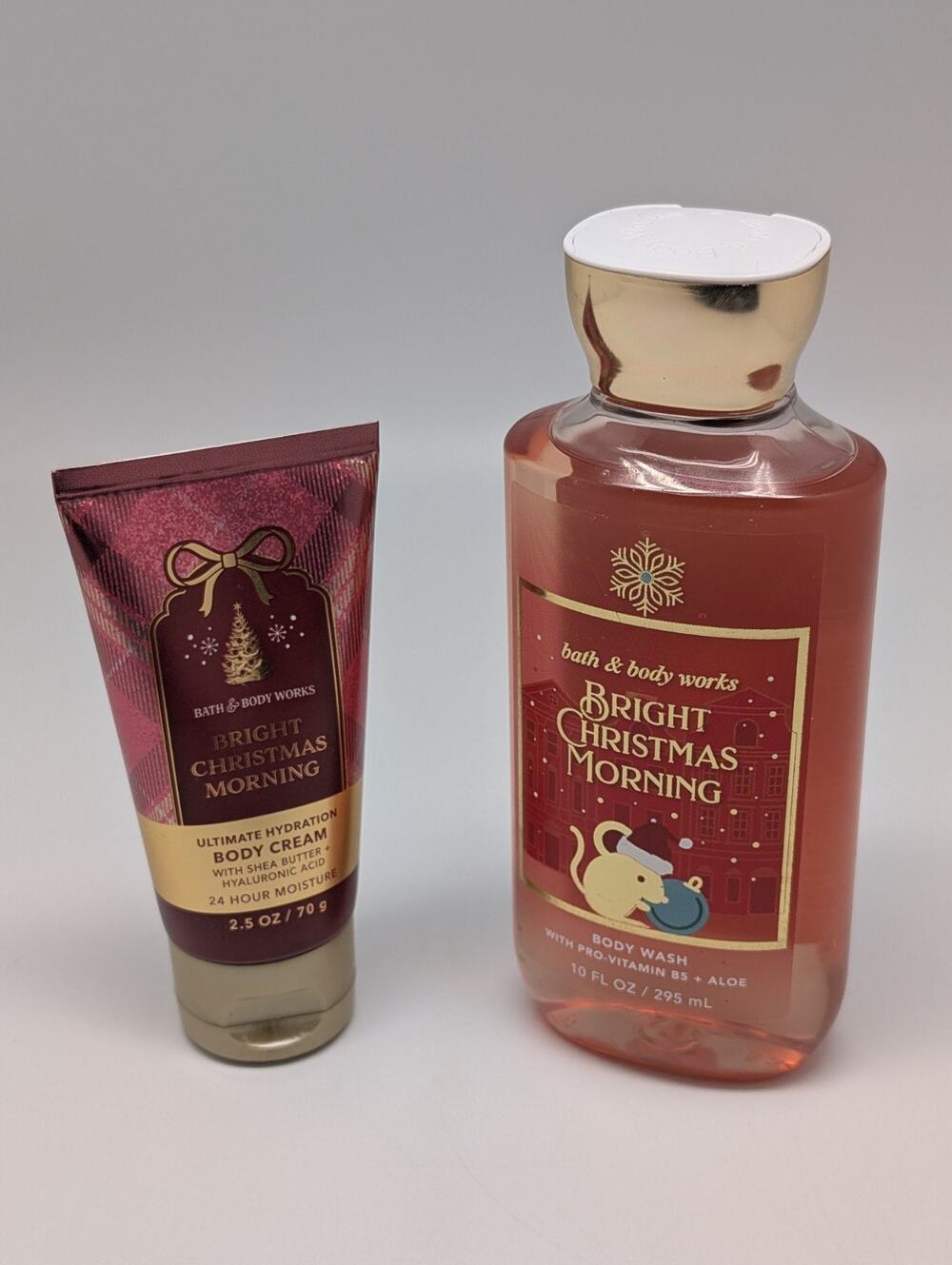 Bath & Body Works BRIGHT CHRISTMAS MORNING Body Wash 10 oz & Cream 2.5 oz